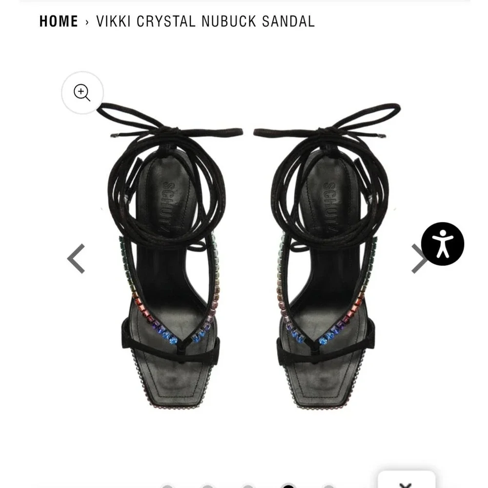Schutz Vicki crystal leather sandals‎